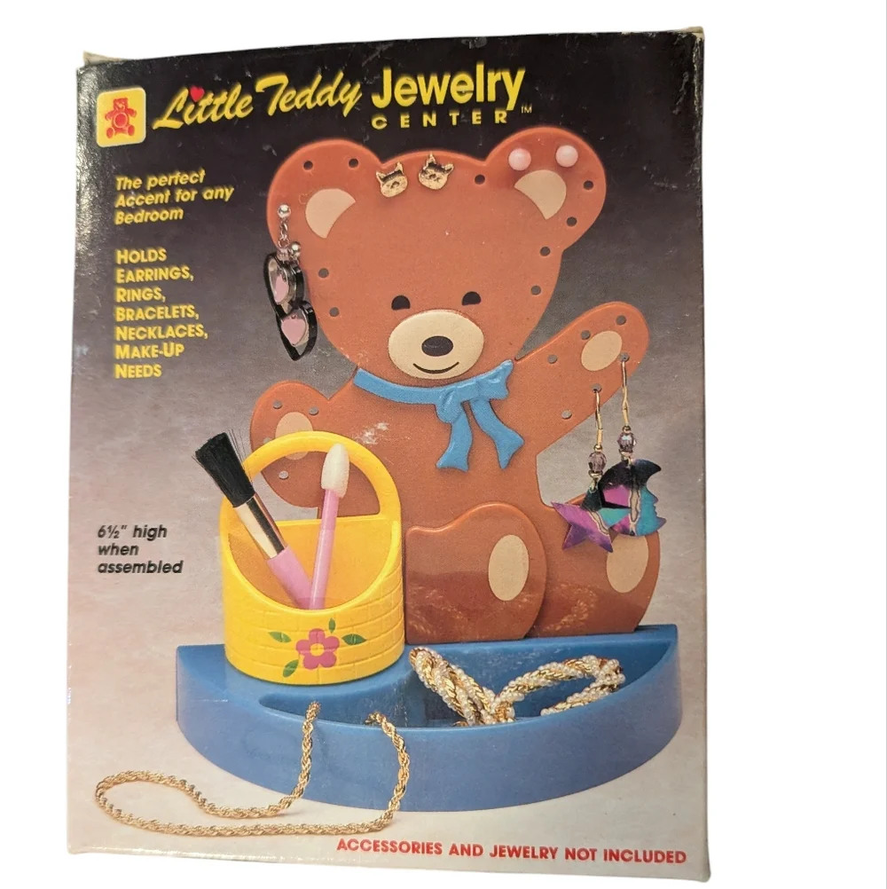 80s 90s Vintage Little‎ Teddy Jewelry Center Plastic Organizer Kawaii NIP Rare